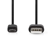Nedis USB-A - Micro USB kábel 1.0m, USB2.0, fekete - CCGL60500BK10