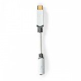NEDIS USB-C™ Adapter | USB 2.0 | USB-C™ Dugasz | 3.5 mm Aljzat | 0.10 m | Kerek | Aranyozott | PVC | Fehér | Doboz