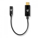 NEDIS USB-C™ Adapter | USB 3.2 Gen 1 | USB-C™ Dugasz | 3.5 mm Aljzat | 0.15 m | Kerek | Nikkelezett | PVC | Fekete | Doboz