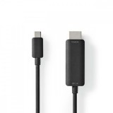NEDIS USB-C™ Adapter | USB 3.2 Gen 1 | USB-C™ Dugasz | HDMI™ Csatlakozó | 4K@60Hz | 2.00 m | Kerek | Nikkelezett | PVC | Fekete | Doboz