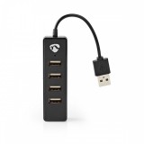 NEDIS USB hub | USB-A Dugasz | 4x USB A Female | 4-Port port(s) | USB 2.0 | USB-áramellátású