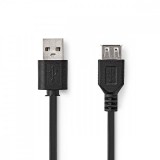 NEDIS USB kábel | USB 2.0 | USB-A Dugasz | USB-A Aljzat | 480 Mbps | Nikkelezett | 1.00 m | Kerek | PVC | Fekete | Műanyag Zacskó