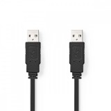 NEDIS USB kábel | USB 2.0 | USB-A Dugasz | USB-A Dugasz | 480 Mbps | Nikkelezett | 1.00 m | Lapos | PVC | Fekete | Műanyag Zacskó