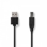 NEDIS USB kábel | USB 2.0 | USB-A Dugasz | USB-B Dugasz | 4.5 W | 480 Mbps | Nikkelezett | 3.00 m | Kerek | PVC | Fekete | Papírfüles