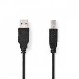 NEDIS USB kábel | USB 2.0 | USB-A Dugasz | USB-B Dugasz | 480 Mbps | Nikkelezett | 2.00 m | Kerek | PVC | Fekete | Boríték