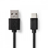 NEDIS USB kábel | USB 2.0 | USB-A Dugasz | USB-C™ Dugasz | 480 Mbps | Nikkelezett | 1.00 m | Kerek | PVC | Fekete | Papírfüles