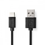 NEDIS USB kábel | USB 2.0 | USB-A Dugasz | USB-C™ Dugasz | 480 Mbps | Nikkelezett | 2.00 m | Kerek | PVC | Fekete | Boríték