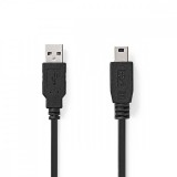 NEDIS USB kábel | USB 2.0 | USB-A Dugasz | USB Mini-B 5 Érintkezős Dugasz | 480 Mbps | Nikkelezett | 1.00 m | Kerek | PVC | Fekete | Műanyag Zacskó