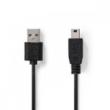 NEDIS USB kábel | USB 2.0 | USB-A Dugasz | USB Mini-B 5 Érintkezős Dugasz | 480 Mbps | Nikkelezett | 1.00 m | Kerek | PVC | Fekete | Papírfüles