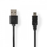 NEDIS USB kábel | USB 2.0 | USB-A Dugasz | USB Mini-B 5 Érintkezős Dugasz | 480 Mbps | Nikkelezett | 3.00 m | Kerek | PVC | Fekete | Papírfüles