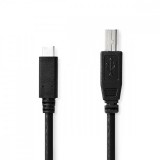 NEDIS USB kábel | USB 2.0 | USB-C™ Dugasz | USB-B Dugasz | 480 Mbps | Nikkelezett | 2.00 m | Kerek | PVC | Fekete | Doboz