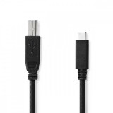 NEDIS USB kábel | USB 2.0 | USB-C™ Dugasz | USB-B Dugasz | 480 Mbps | OTG | Nikkelezett | 1.00 m | Kerek | PVC | Fekete | Boríték