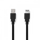 NEDIS USB kábel | USB 3.2 Gen 1 | USB-A Dugasz | USB-A Aljzat | 5 Gbps | Nikkelezett | 1.00 m | Kerek | PVC | Fekete | Label