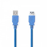 NEDIS USB kábel | USB 3.2 Gen 1 | USB-A Dugasz | USB-A Aljzat | 5 Gbps | Nikkelezett | 1.00 m | Kerek | PVC | Kék | Műanyag Zacskó