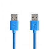 NEDIS USB kábel | USB 3.2 Gen 1 | USB-A Dugasz | USB-A Dugasz | 5 Gbps | Nikkelezett | 1.00 m | Kerek | PVC | Kék | Műanyag Zacskó