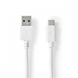 NEDIS USB kábel | USB 3.2 Gen 1 | USB-A Dugasz | USB-C™ Dugasz | 60 W | 5 Gbps | Nikkelezett | 2.00 m | Kerek | PVC | Fehér | Doboz