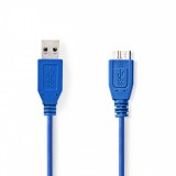 NEDIS USB kábel | USB 3.2 Gen 1 | USB-A Dugasz | USB Micro-B Dugasz | 5 Gbps | Nikkelezett | 1.00 m | Kerek | PVC | Kék | Boríték
