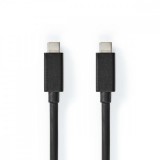 NEDIS USB kábel | USB 3.2 Gen 2x2 | USB-C™ Dugasz | USB-C™ Dugasz | 100 W | 4K@60Hz | 20 Gbps | Nikkelezett | 1.00 m | Kerek | PVC | Fekete | Doboz