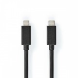 NEDIS USB kábel | USB 3.2 Gen 2x2 | USB-C™ Dugasz | USB-C™ Dugasz | 4K@60Hz | 20 Gbps | Nikkelezett | 1.00 m | Kerek | PVC | Fekete | Boríték