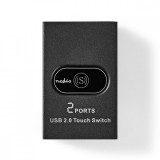NEDIS USB-kapcsoló | 2-Port port(s) | 1x USB A | 2 db USB B Aljzat | 480 Gbps | Fém | Fekete