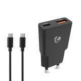 Nedis Wall Charger 20W PD 3.0 with 1,5m USB-C cable Black WCHA20BKUC