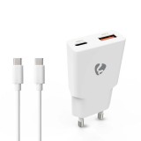 Nedis Wall Charger 20W PD 3.0 with 1,5m USB-C cable White WCHA20WTUC