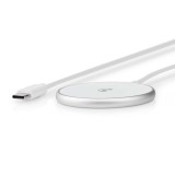 Nedis WCHAQM200SI mágneses vezeték nélküli töltő, 15 W, USB-C, 1 m kábel