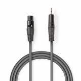 Nedis XLR 3-Tűs Dugasz, 3.5 mm Dugasz, PVC, nikkelezett, szimmetrikus audió kábel, 1.5m, sötét szürke (COTH15300GY15) (COTH15300GY15) - Audió kábel
