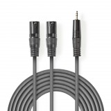 Nedis XLR 3-tűs Dugasz x2, 3.5 mm Dugasz x2, PVC, nikkelezett, szimmetrikus audió kábel, 3m, sötét szürke (COTH15310GY30) (COTH15310GY30) - Audió kábel
