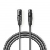 Nedis XLR 3-Tűs Dugasz, XLR 3-Tűs Aljzat, PVC, nikkelezett, szimmetrikus audió kábel, 1m, sötét szürke (COTH15010GY10) (COTH15010GY10) - Audió kábel