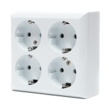 Négyes földelt csatlakozó aljzat (4-es dugalj) falon kívüli GAO Business Line