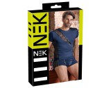 NEK - fekete fűzős-necc betétes férfi felső (kék)