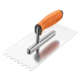 Neo acél simító, fogazott, rozsdamentes, 270x128mm, 8x8x8mm, kétkomponensű markolat