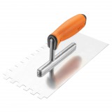 NEO TOOLS Acél simító, fogazott, rozsdamentes, 270x128mm, 10x10x10mm, kétkomponensű markolat 50-169