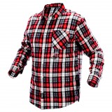 NEO TOOLS Flanel munkaing, piros-fekete-fehér, 100% pamut, M 81-540-M
