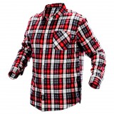 NEO TOOLS Flanel munkaing, piros-fekete-fehér, 100% pamut, S 81-540-S