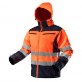 NEO TOOLS Láthatósági Softshell Munkavédelmi kabát, kapucnival, narancssárga, XXXL 81-701-XXXL