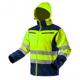 NEO TOOLS Láthatósági Softshell Munkavédelmi kabát, kapucnival, sárga, XXL 81-700-XXL