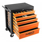NEO TOOLS Műhelykocsi, 5 fiókos, 117db szerszámmal, 680x460x825mm, szerszámkocsi 25 év garanciával 84-214-6