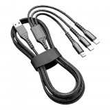 NEO TOOLS USB töltőkábel, 3az 1ben, 1.2m, USB-A bemenet, USB-C, Lightning, Micro USB kimenetek GD038