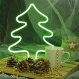 Neonfényű Fenyő Ablakdísz-Zöld Színben-Vezeték Nélküli-31 cm