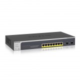 Netgear GS510TPP-100EUS ProSafe Smart 10-Port Gigabit 8xPoE+ 190W, 2xSFP fekete switch