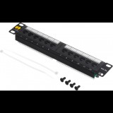 Netrack patch panel 12 port 10" Cat5e árnyékolt fekete (104-14) (104-14)