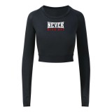 Never give up! Női funkcionális crop top