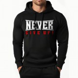 Never give up pulóver (fekete-piros)