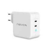 Nevox 1918 GaN 2x USB Type-C Hálózati töltő - Fehér (100W) (1918)