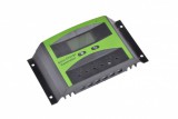 NEW ENERGY 12V 24V 30A PWM töltésszabályzó napelem rendszerhez, automata vezérlés, feszültség felismerés LCD kijelző max 50V