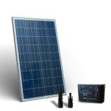 NEW ENERGY Kemping napelem készlet 12V 100W, töltésszabályzó 10A, csatlakozó lakókocsi, lakóautó számára is