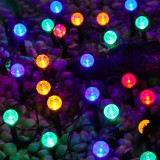 NEW ENERGY Napelemes dekor gömb lámpa 4 méter 10 gömb színes földbe szúrható kültéri világítás kerti szolár világítás