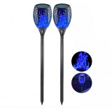 NEW ENERGY Napelemes lánghatású lámpa 2 db kék LED kerti fáklya kerti dekor világítás